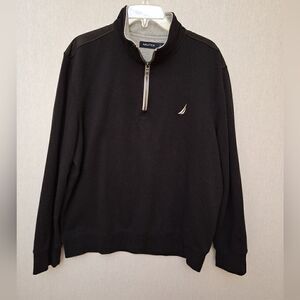 Nautical‎ Black 1/4 zip fleece-lined long sleeve pullover